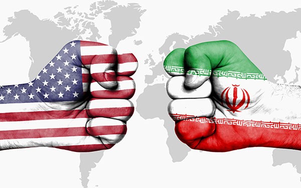 USA and Iran Flags
