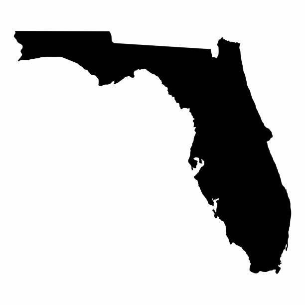 Florida map dark silhouette isolated on white background